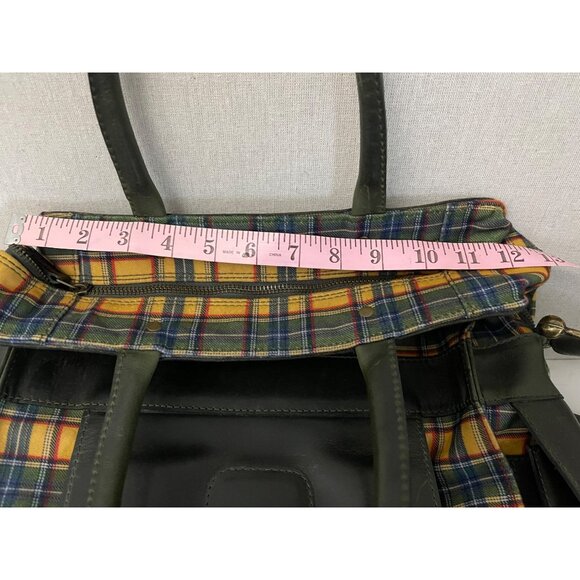 John Fluevog "Eddie Weekend" Plaid Canvas & Leather Tote - Picture 15 of 15